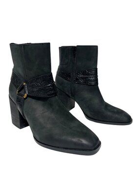 Vionic Womens Sz 8.5 Carnelia Black Water-Repellent Ankle Boots/ Block Heel